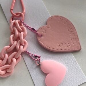 Cara Pink Heart Keychain with Chain Link. NWT